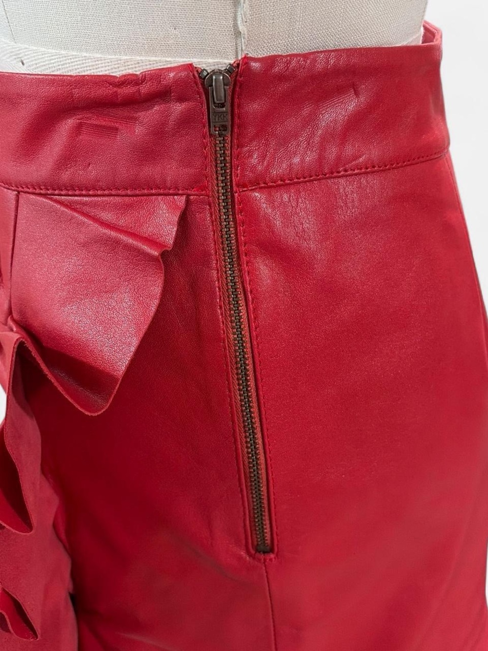 Karina Grimaldi Leather Ruffle Mini Skirt - Picture 3 of 4